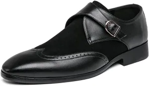 Santimon Mens Wingtip Brogues Two Tone Oxford Dress Shoes Lace up Classic Plaid Prom Fashion Slip On Buckle Belt Shoes