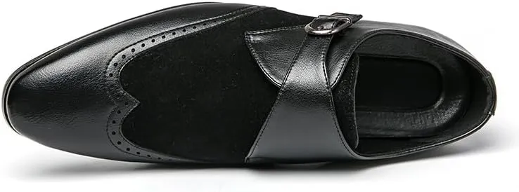 Santimon Mens Wingtip Brogues Two Tone Oxford Dress Shoes Lace up Classic Plaid Prom Fashion Slip On Buckle Belt Shoes