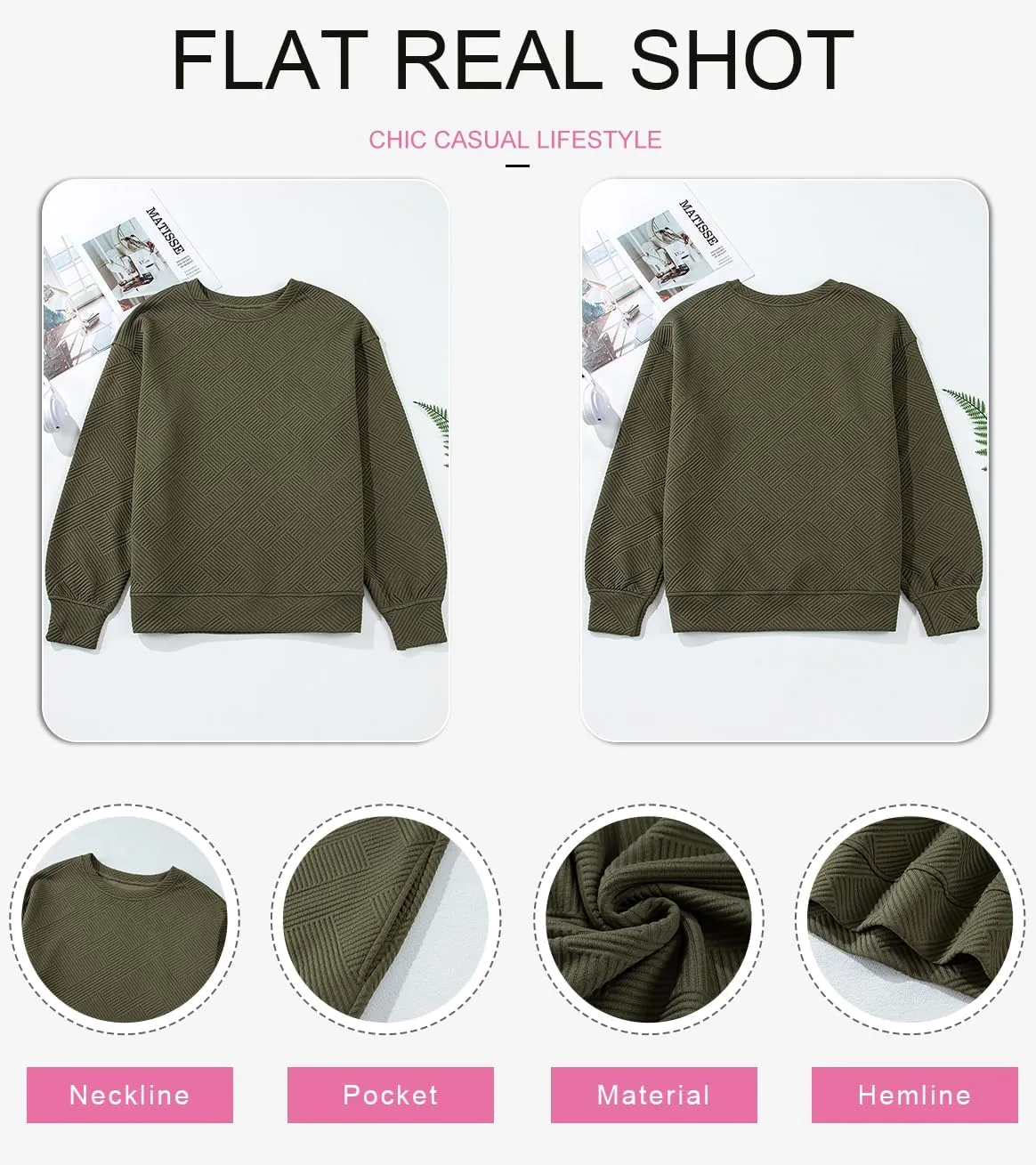 SHEWIN Womens Oversized Sweatshirt Fall Fashion 2024 Long Sleeve Tops Casual Crewneck Sweatshirts with Pockets