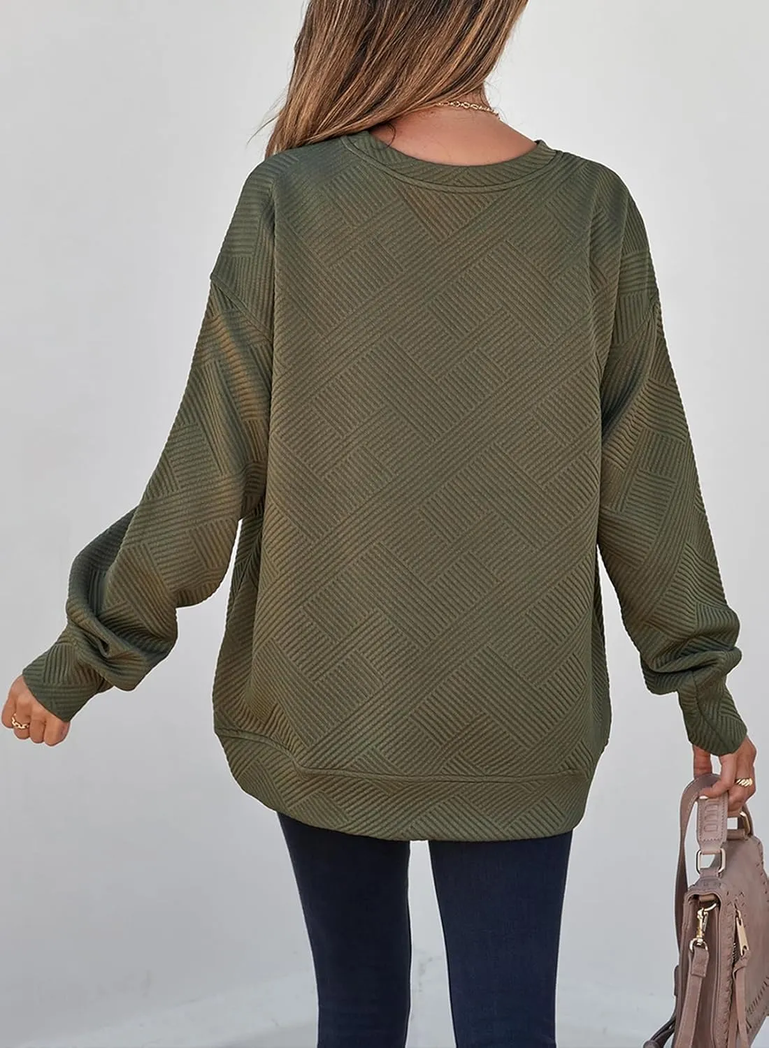 SHEWIN Womens Oversized Sweatshirt Fall Fashion 2024 Long Sleeve Tops Casual Crewneck Sweatshirts with Pockets