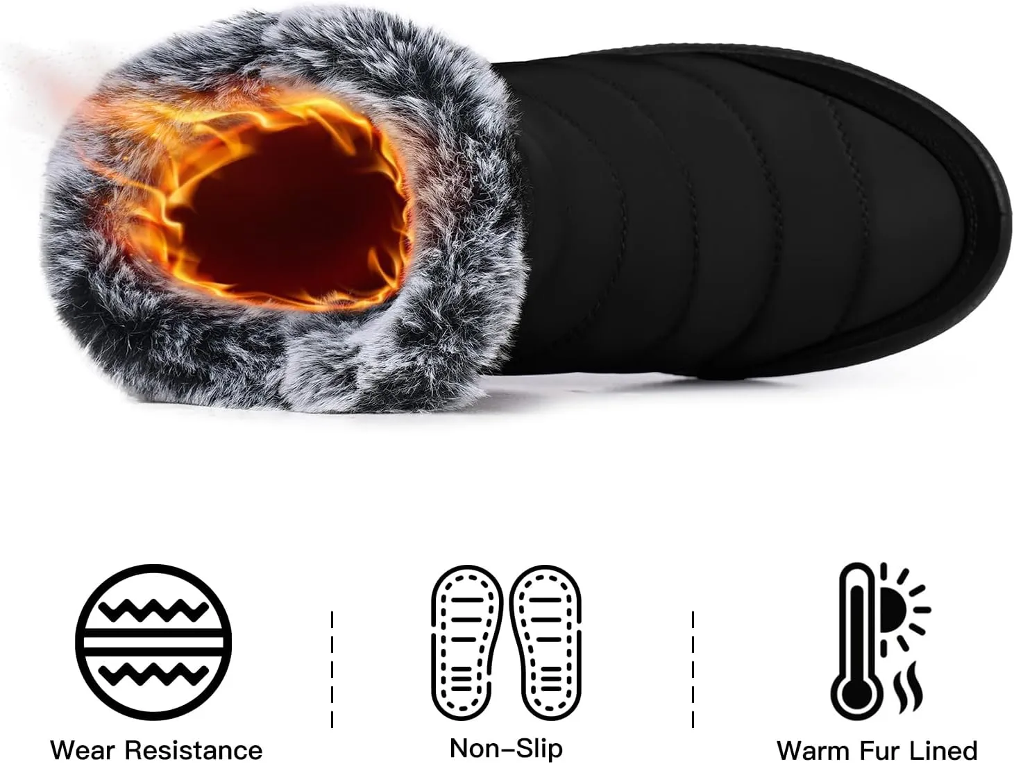 SHIBEVER Winter Boots For Women Snow: Warm Fur Lined Waterproof Ankle Boots - Outdoor Walking Non Slip Booties
