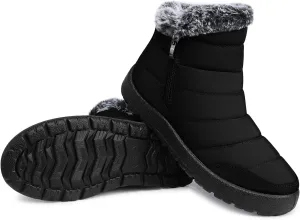 SHIBEVER Winter Boots For Women Snow: Warm Fur Lined Waterproof Ankle Boots - Outdoor Walking Non Slip Booties