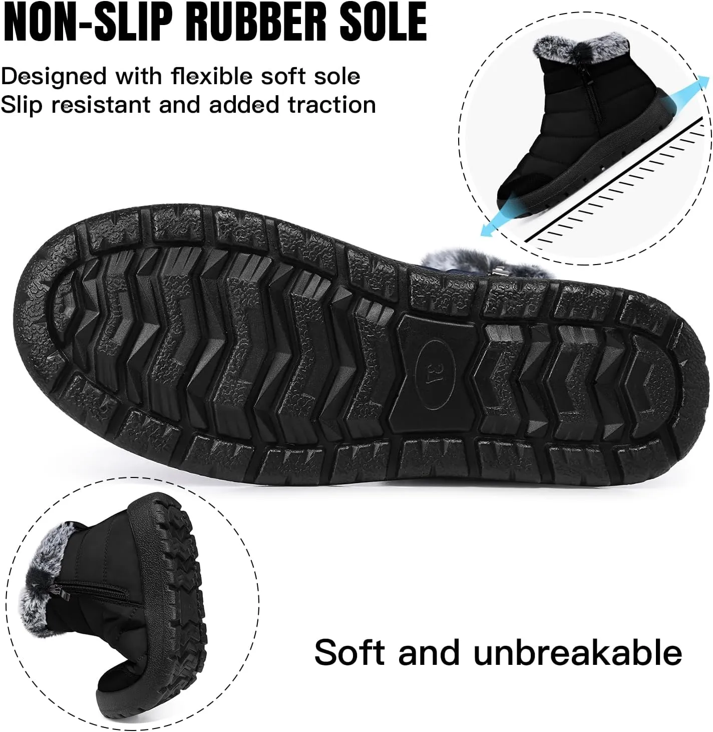 SHIBEVER Winter Boots For Women Snow: Warm Fur Lined Waterproof Ankle Boots - Outdoor Walking Non Slip Booties