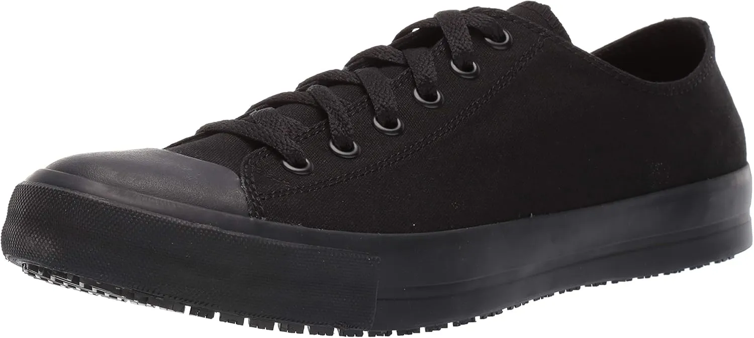 Shoes for Crews Delray, Men's, Women's, Unisex Canvas Work Shoes, Slip Resistant, Water Resistant, Black, Men's 12 / Women's 13.5 Wide