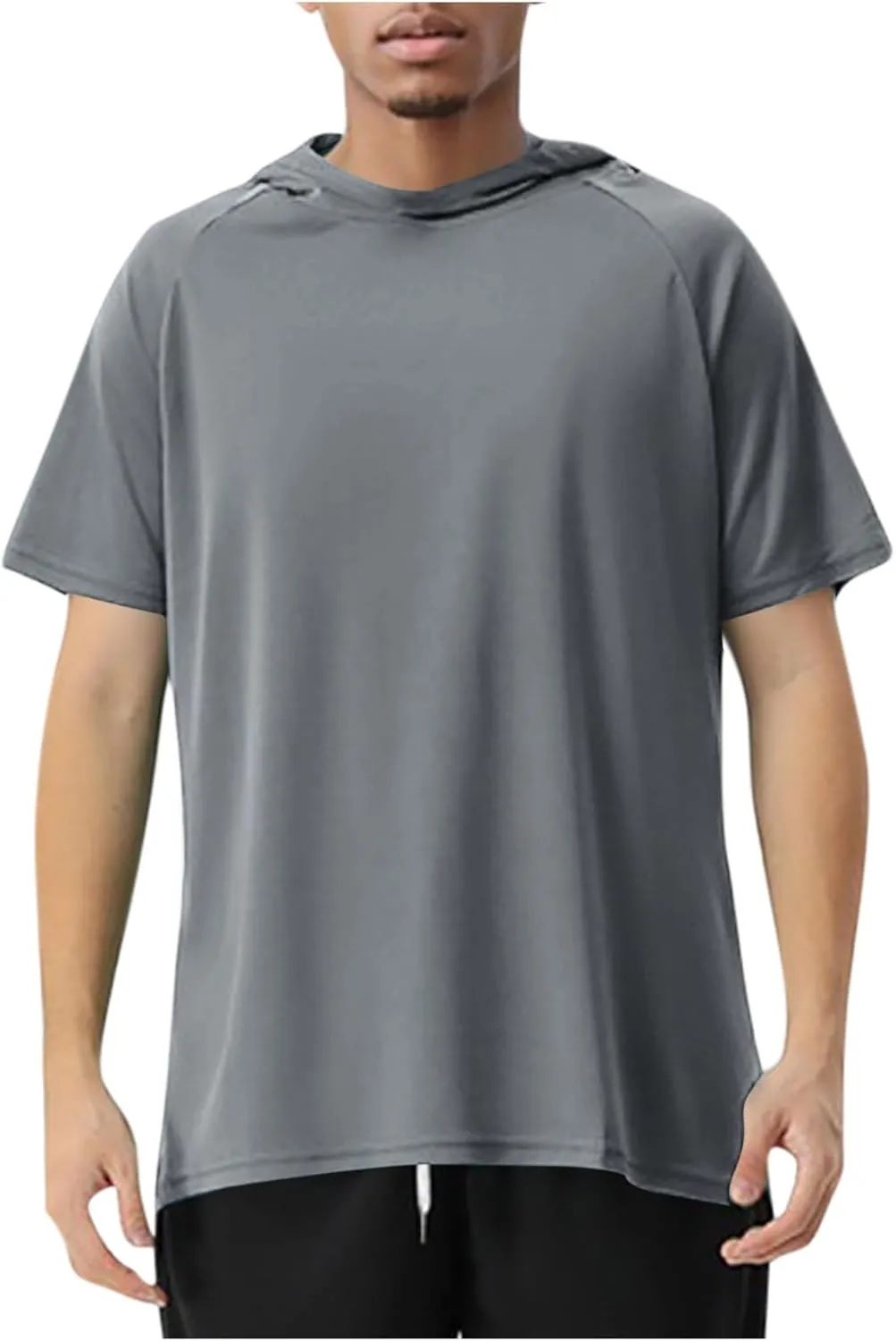 Short Sleeve Hoodies for Men Loose Fit Workout Quick Dry Moisture Wicking Mesh Athletic Lightweight Hooded T-Shirt Plain