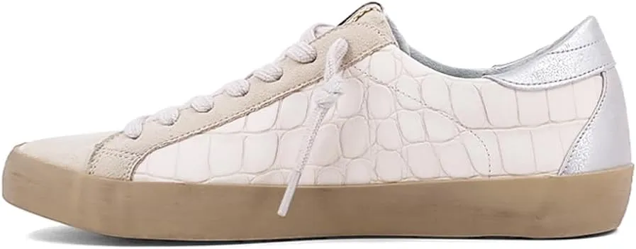 Shu Shop Womens Paula Croc Lace Up Sneakers Shoes Casual - Beige, Silver