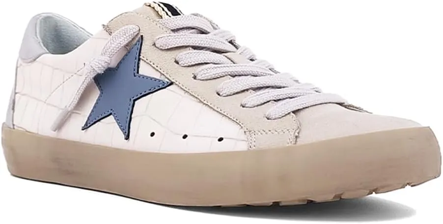 Shu Shop Womens Paula Croc Lace Up Sneakers Shoes Casual - Beige, Silver