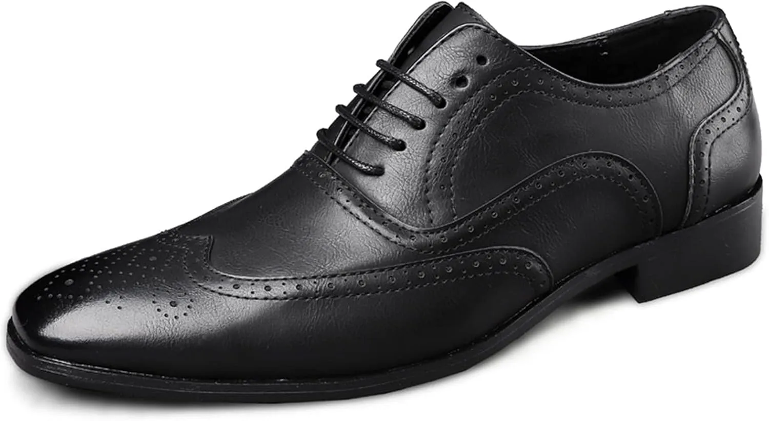 Single Season Dress Oxford Shoes for Men Lace Up Brogue Embossed Burnished Wing Tip Vegan Leather Rubber Sole Anti-Slip Non Slip Resistant Business Very Popular Among Young People