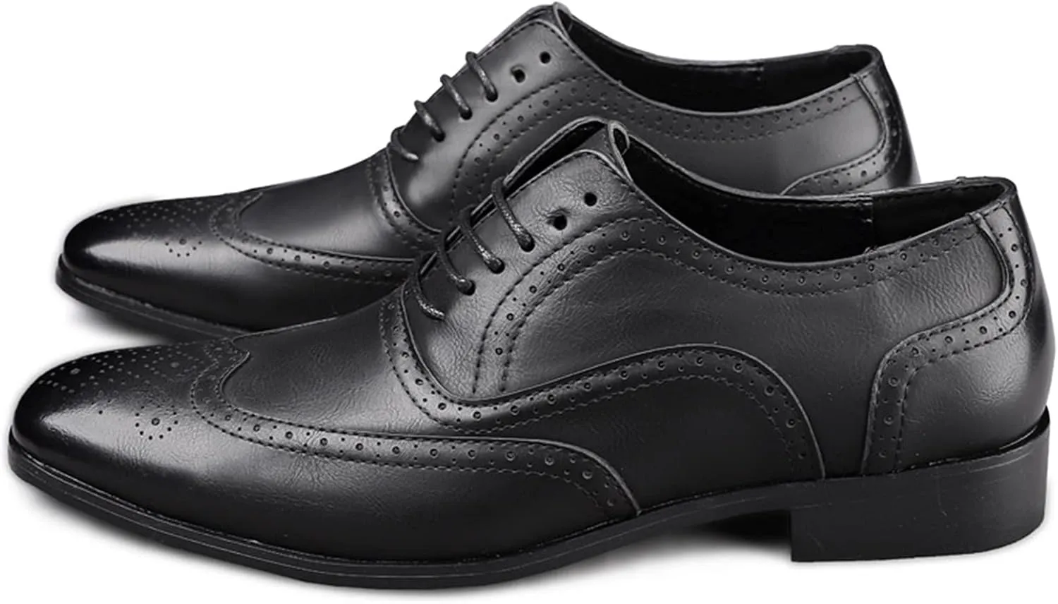 Single Season Dress Oxford Shoes for Men Lace Up Brogue Embossed Burnished Wing Tip Vegan Leather Rubber Sole Anti-Slip Non Slip Resistant Business Very Popular Among Young People
