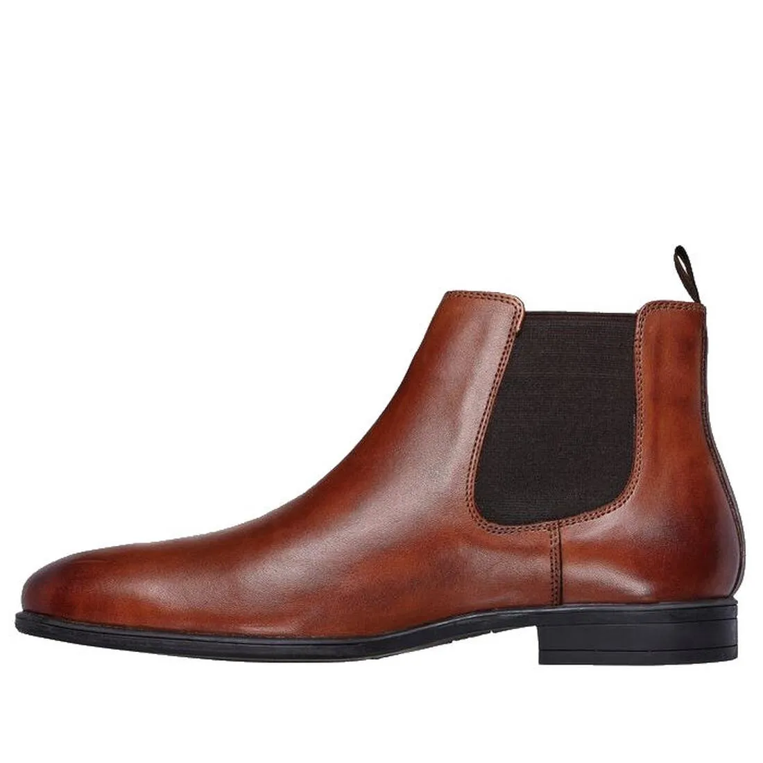 Skechers Mens Trentmore Heights Cognac Brown Leather Pull On Boots