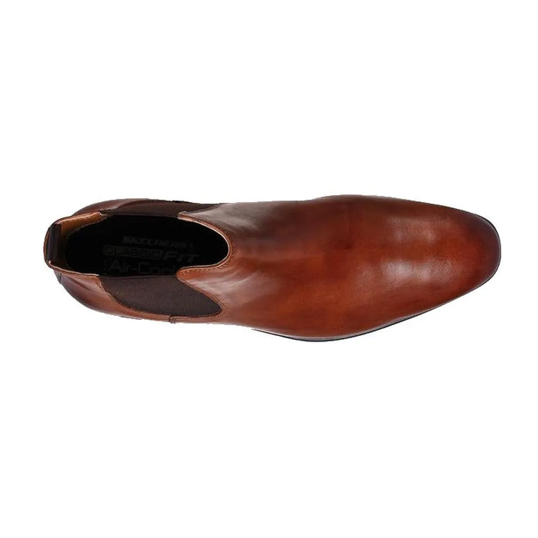 Skechers Mens Trentmore Heights Cognac Brown Leather Pull On Boots
