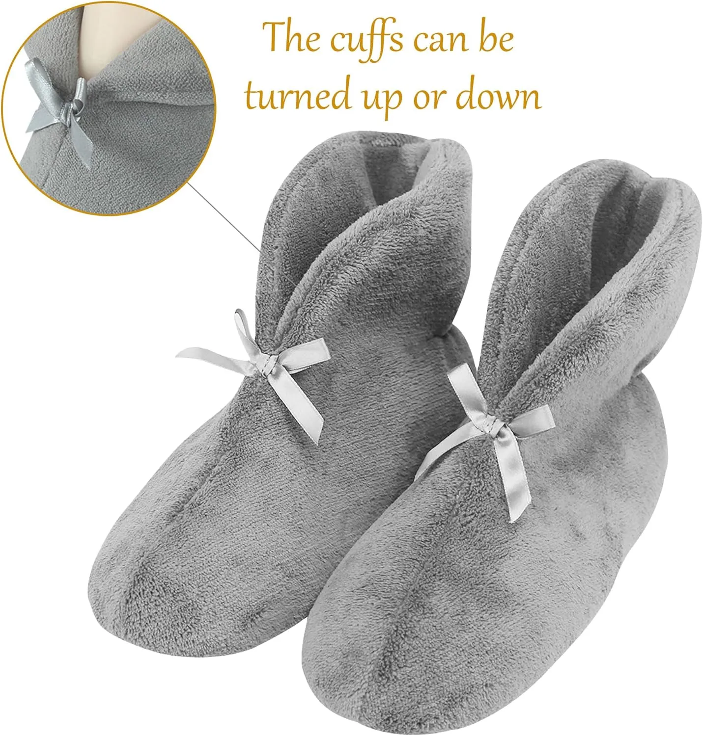Slipper Boots for Women Non-Slip Warm Plush Lining House Shoes Coral Velvet Indoor Winter Bootie Slippers