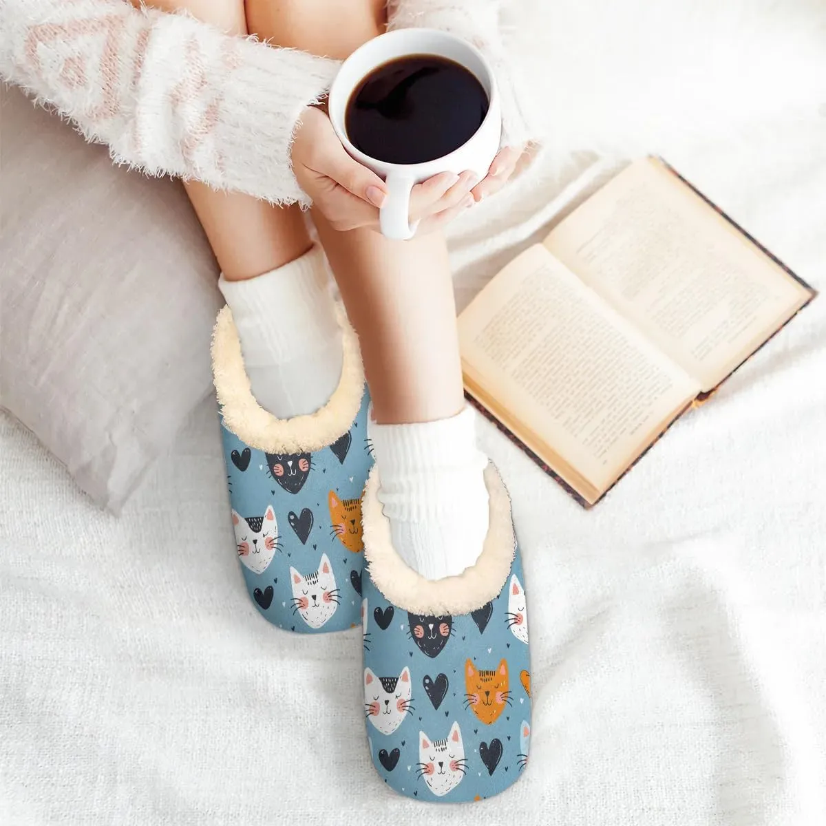 Slipper for Women Men, Fuzzy Memory Foam House Slippers Soft Cozy Warm Closed Back Slippers Lightweight Non-Slip Home Shoes Indoor Slippers