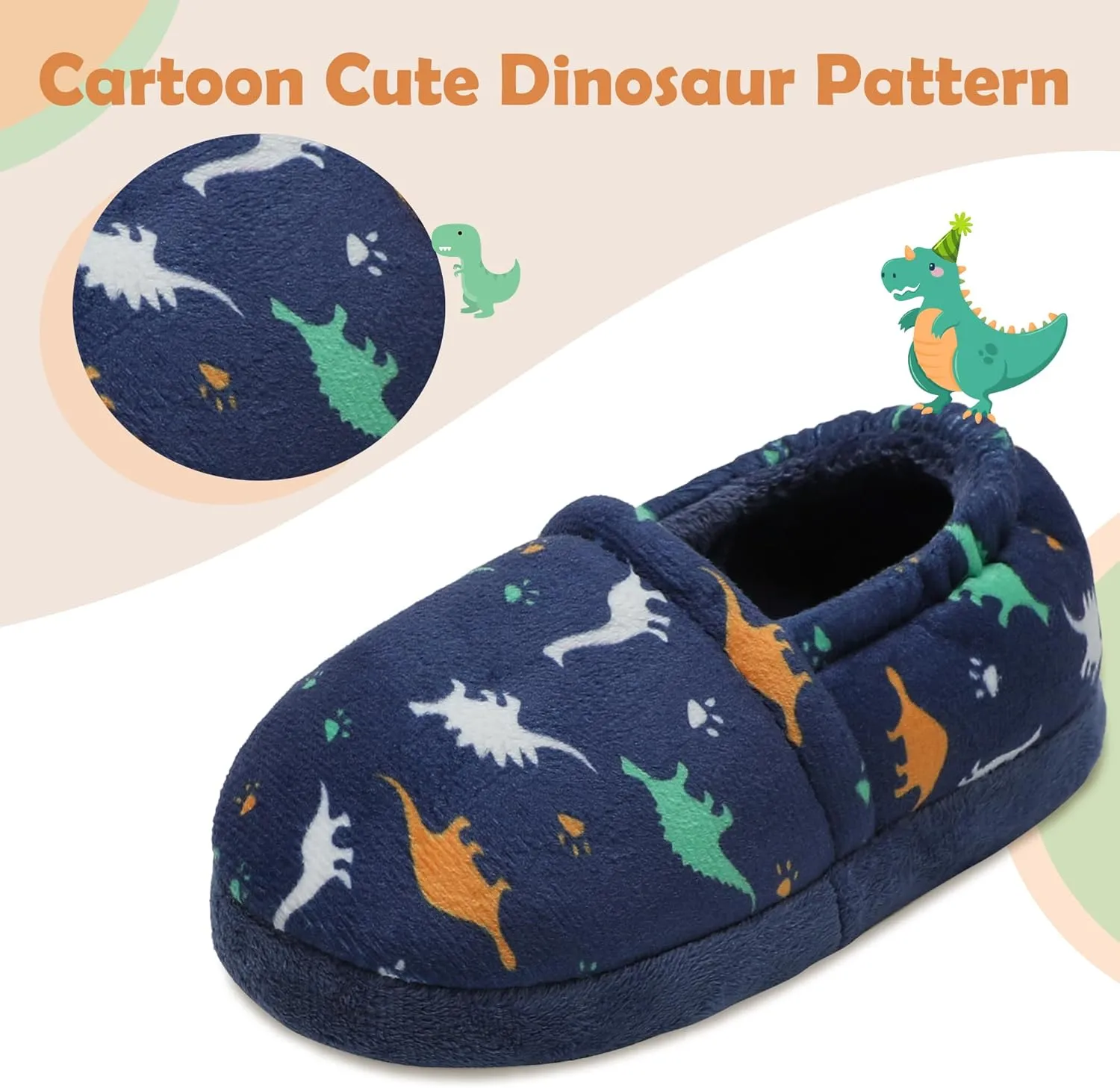 Slippers for Boys Little Big Kid House Shoes Warm Cotton Memory Foam Toddler Boys Slippers with Indoor Outdoor Rubber Sole
