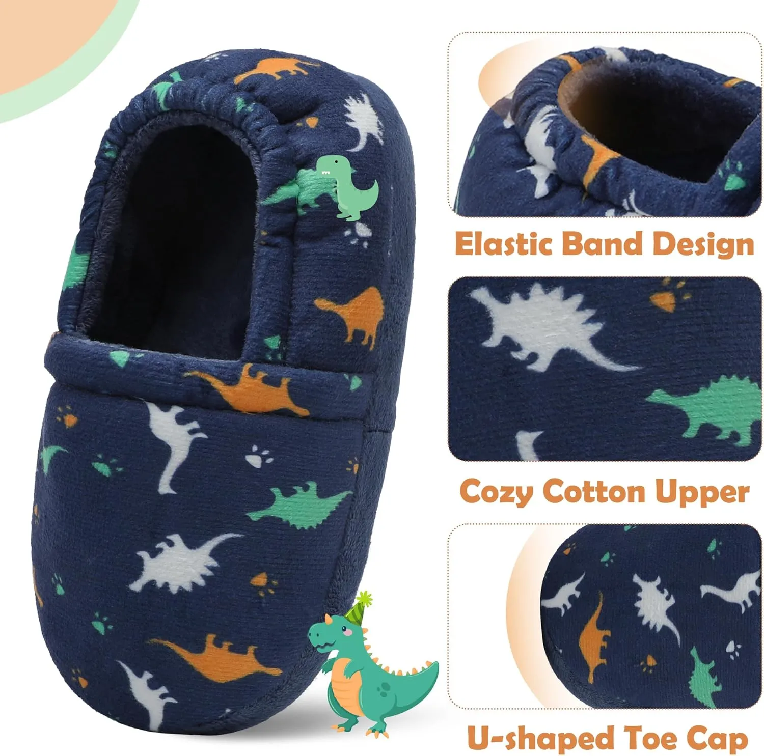 Slippers for Boys Little Big Kid House Shoes Warm Cotton Memory Foam Toddler Boys Slippers with Indoor Outdoor Rubber Sole