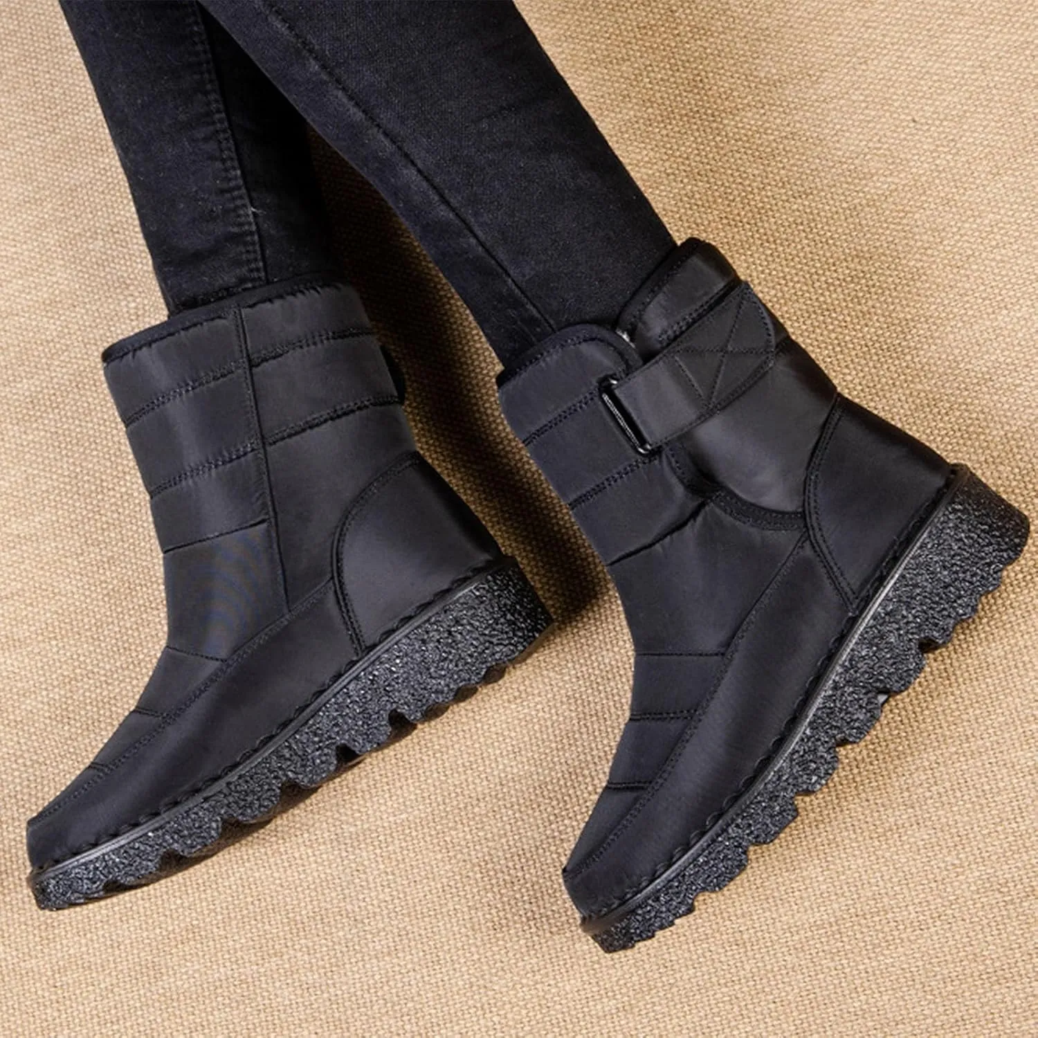 Snow Boots For Women Platform Boots for Women Comfy Flat Boots Fashion Comfortable Soft Sole Warm Padded Snow Boots