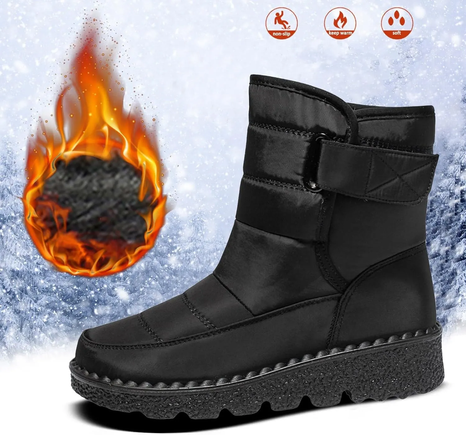 Snow Boots For Women Platform Boots for Women Comfy Flat Boots Fashion Comfortable Soft Sole Warm Padded Snow Boots