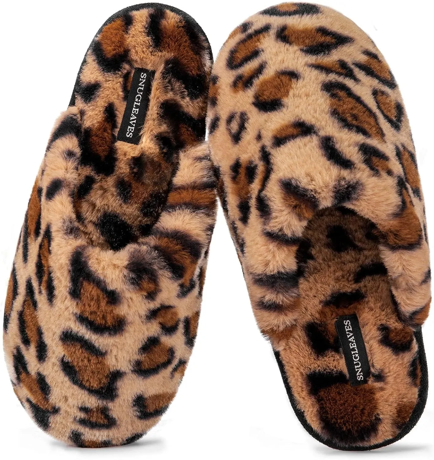 Snug Leaves Women's Fuzzy Scuff Slippers Soft Comfy Memory Foam Non-slip Indoor House Shoes