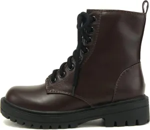 Soda FIRM - Lug Sole Combat Ankle Bootie Lace up w/Side Zipper