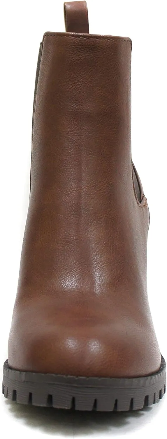 Soda Glove - Ankle Boot w/Lug Sole Elastic Gore and Chunky Heel