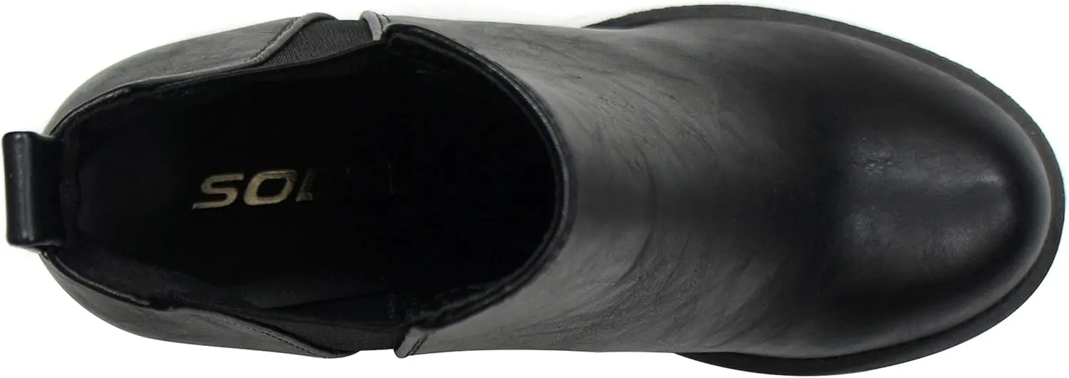 Soda ORIGAMI ~ WOMEN LUG SOLE MID HEEL FASHION ANKLE BOOTIE W/DOUBLE ELASTIC GORE