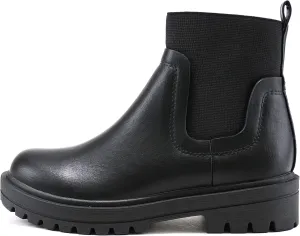 Soda TAPER ~ Women Lug Sole Low Heel Chelsea Fashion Elastic Sock Shaft Ankle Bootie