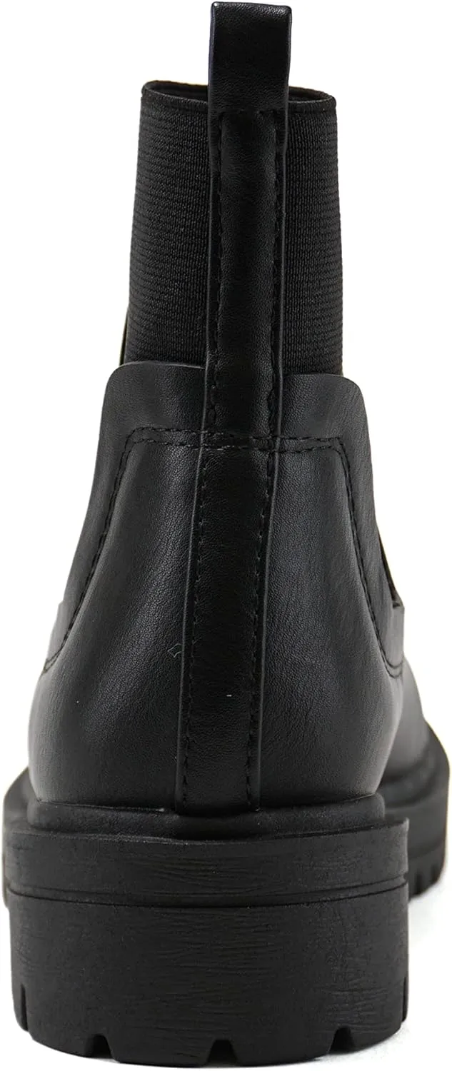 Soda TAPER ~ Women Lug Sole Low Heel Chelsea Fashion Elastic Sock Shaft Ankle Bootie