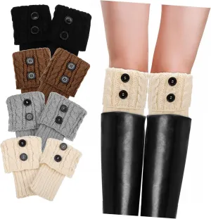 Soft Acrylic Leg Warmers 4 Pack Boot Cuffs for Women Warm Boot Socks Fashionable Accessory