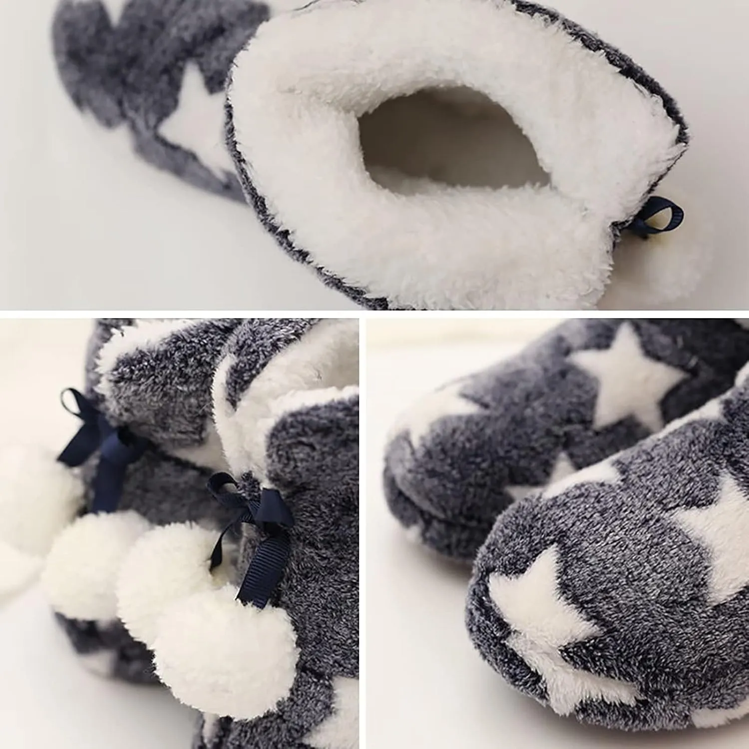 Solaud Slipper Boots for Womens,Winter Warm Plush Lining House Shoes Booty Slippers With Pom Poms, Booties Slippers for Women Indoor