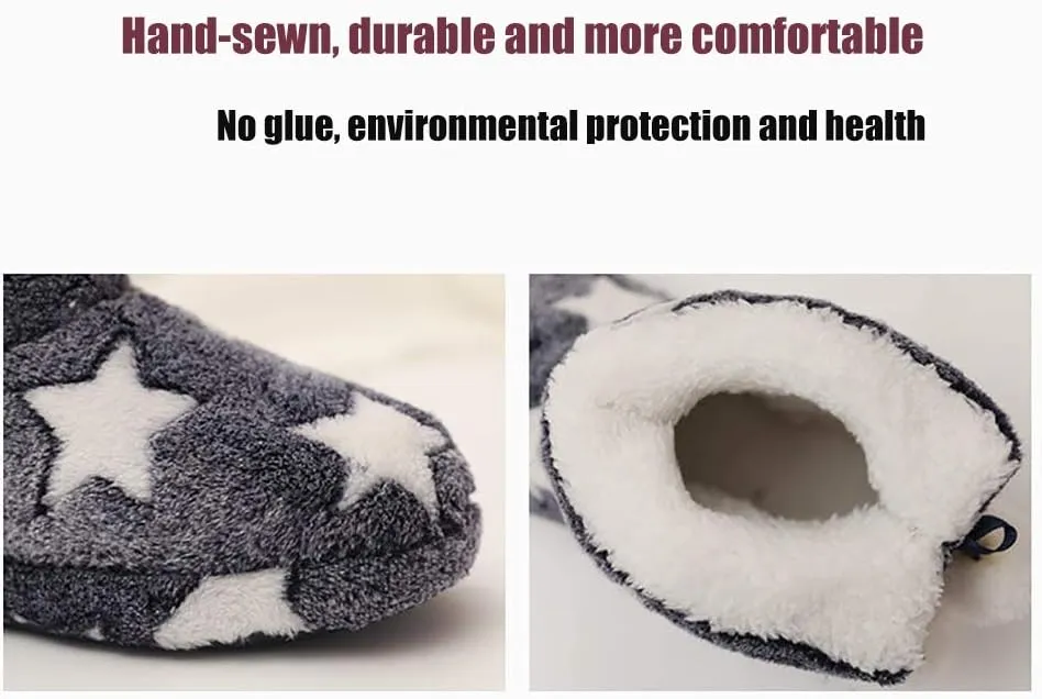 Solaud Slipper Boots for Womens,Winter Warm Plush Lining House Shoes Booty Slippers With Pom Poms, Booties Slippers for Women Indoor