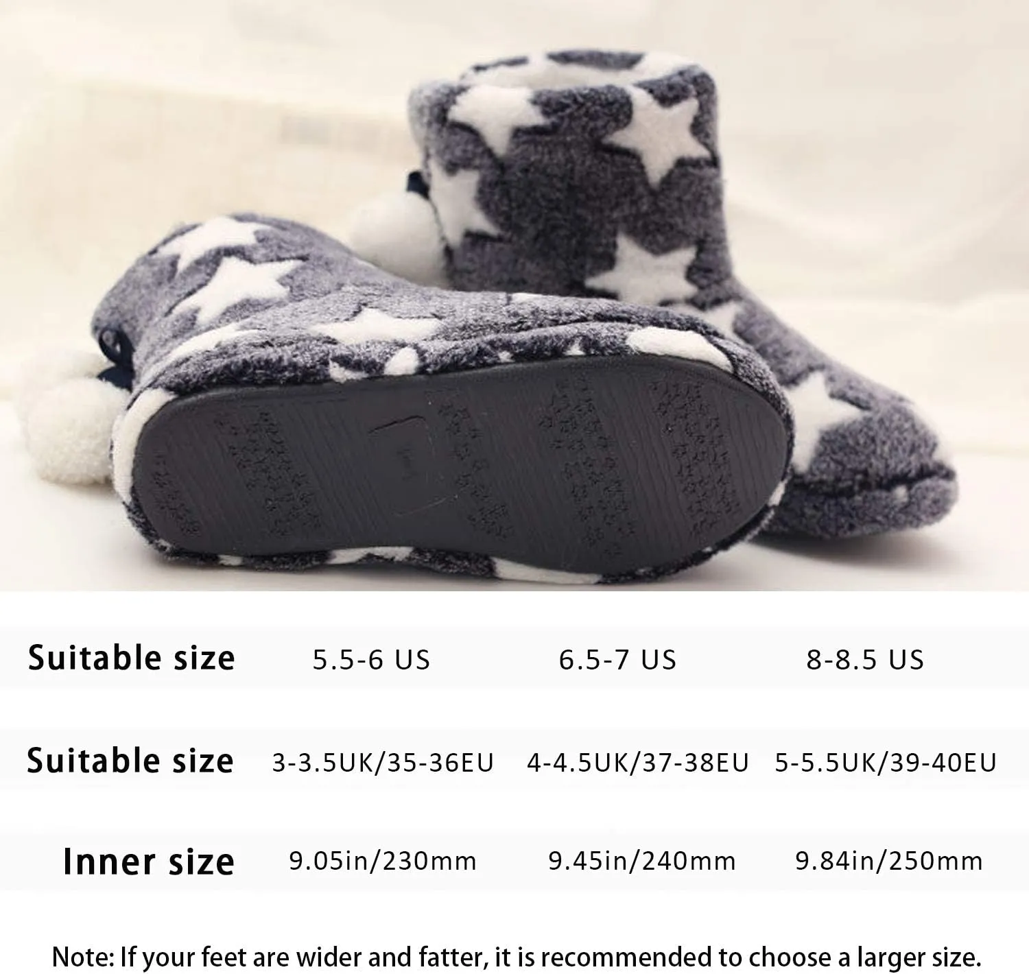 Solaud Slipper Boots for Womens,Winter Warm Plush Lining House Shoes Booty Slippers With Pom Poms, Booties Slippers for Women Indoor