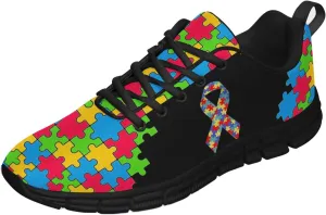 Sonzj-II Autism Shoes Women Men Running Sneakers Autism Awareness Puzzle Print Tennis Walking Gym Shoes Gifts for Mom