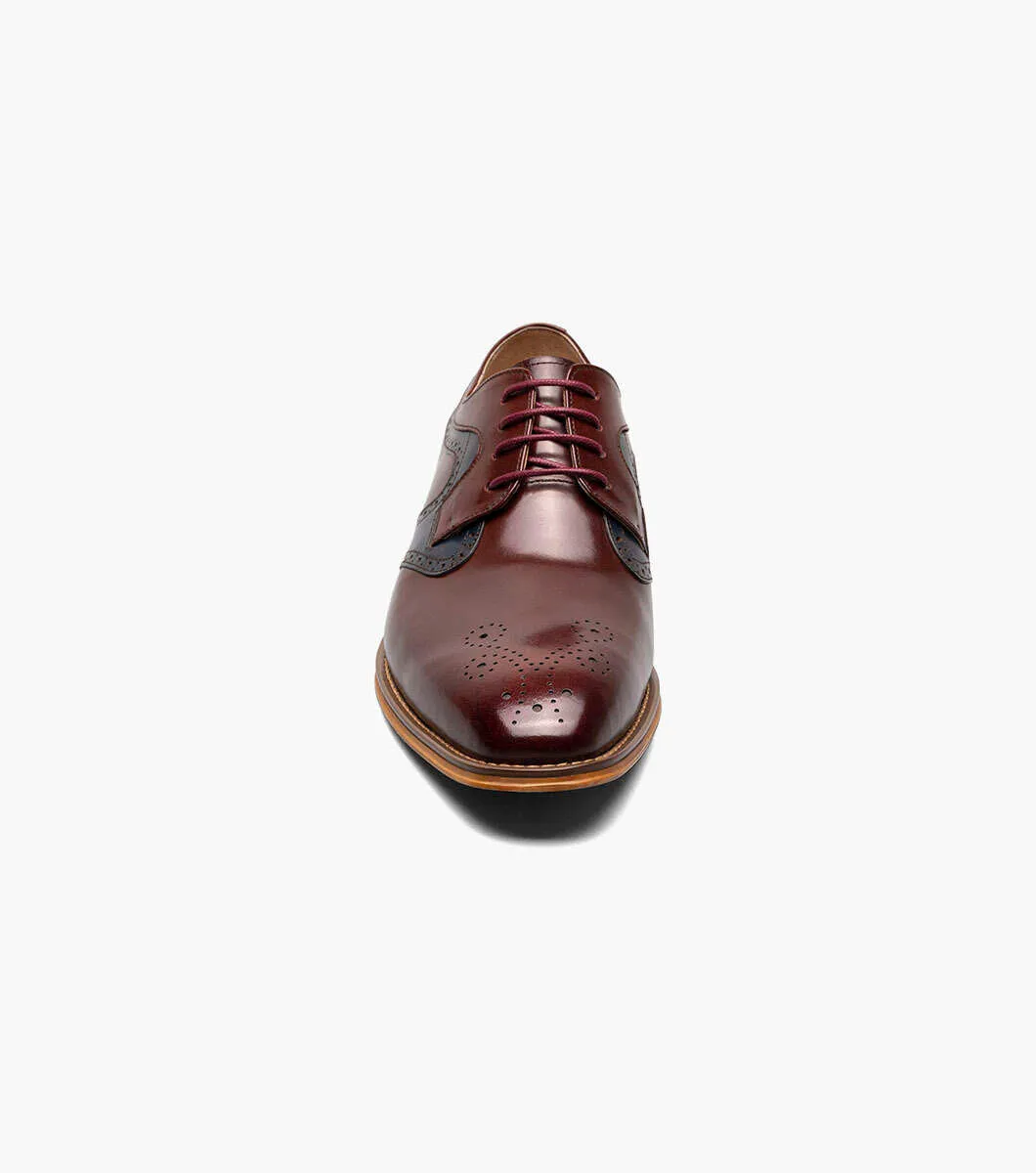 Stacy Adams 25487 Palmer Plain Toe Plain Toe Medallion Oxford Burgundy/Multi