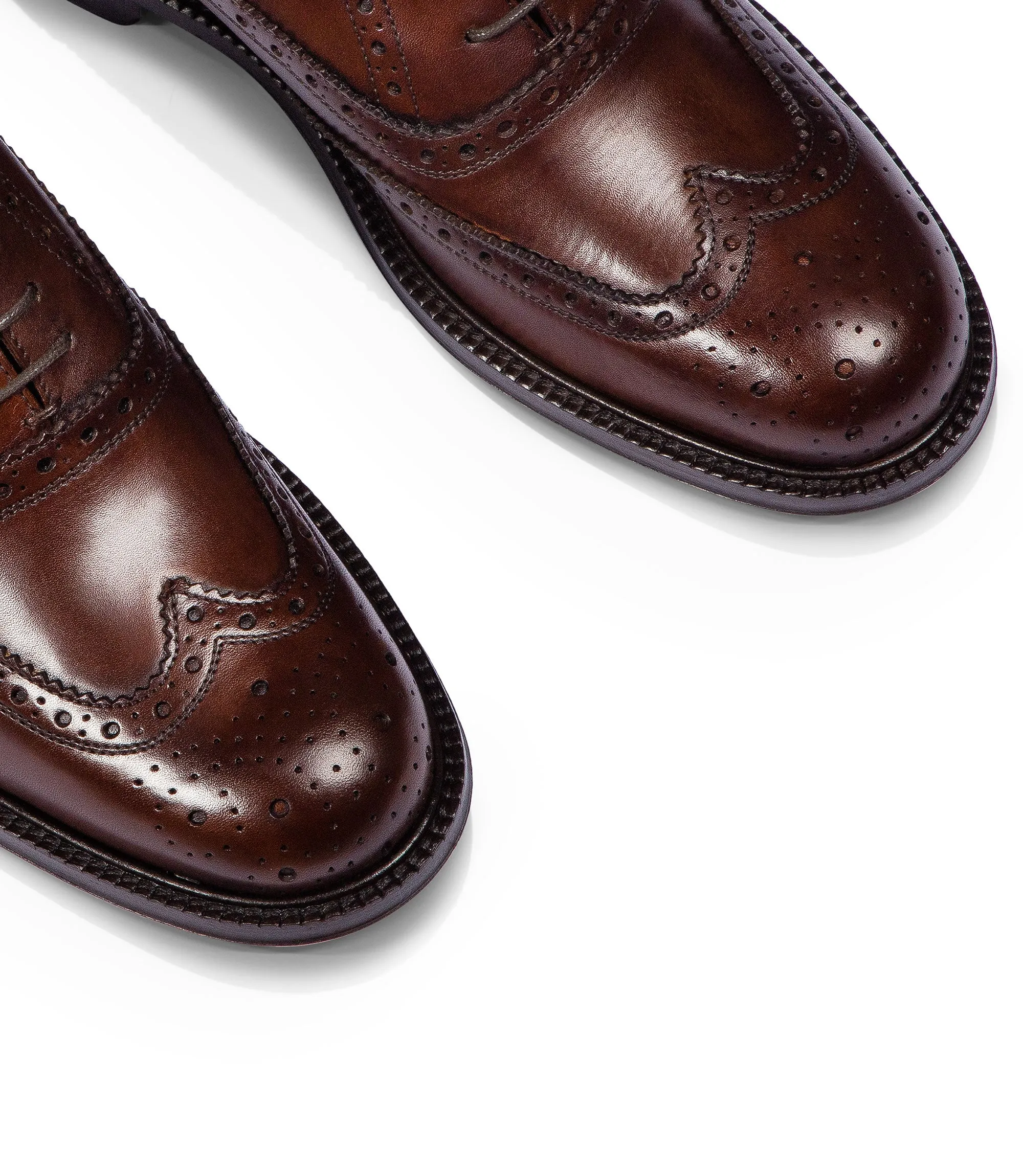 Stringate oxford in pelle brogue marrone