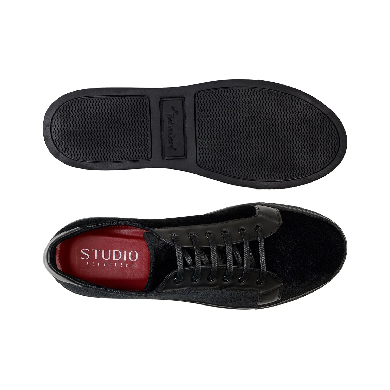 Studio Belvedere Teo Men's Shoes Velvet / Patent Leather Casual Sneaker (SBV1010)