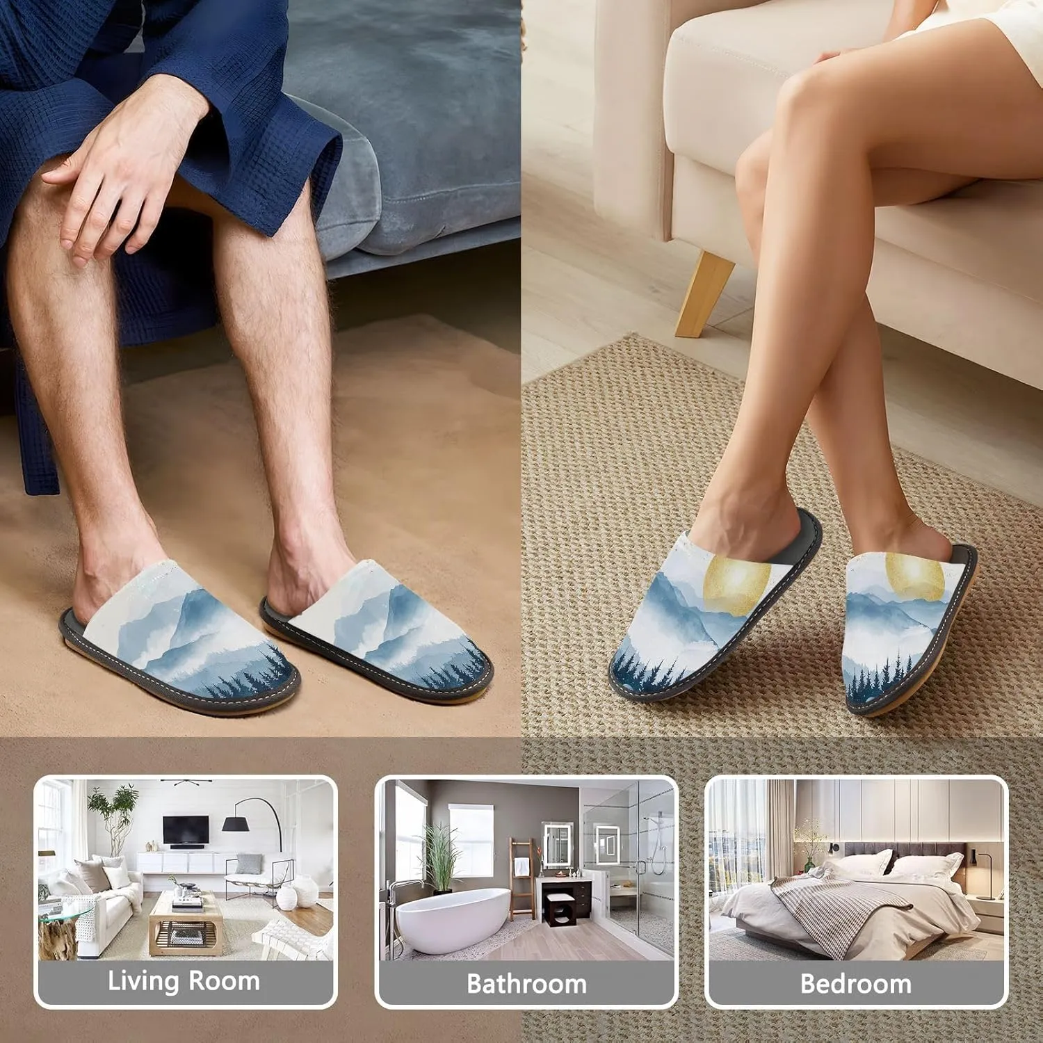 Sunshine Mountain Casual House Slippers,Mens Slippers Warm Women's Slippers Indoor Outdoor Fuzzy Slippers 4-5