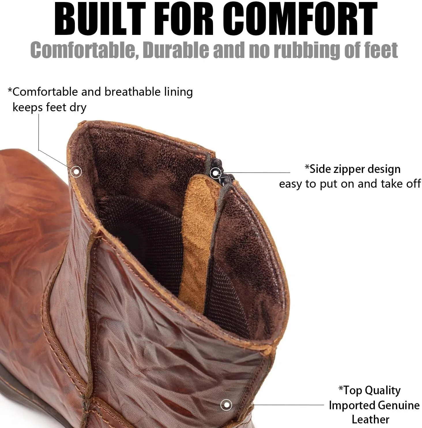 SUREWAY Cowboy Boots for Men - Square Toe Mens Western Slip on Boots, Slip Resistant Country Boots, Durable Comfortable, Old West Style Casual/Work/Dress Shoes
