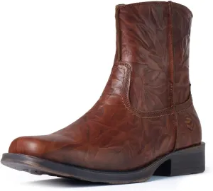 SUREWAY Cowboy Boots for Men - Square Toe Mens Western Slip on Boots, Slip Resistant Country Boots, Durable Comfortable, Old West Style Casual/Work/Dress Shoes