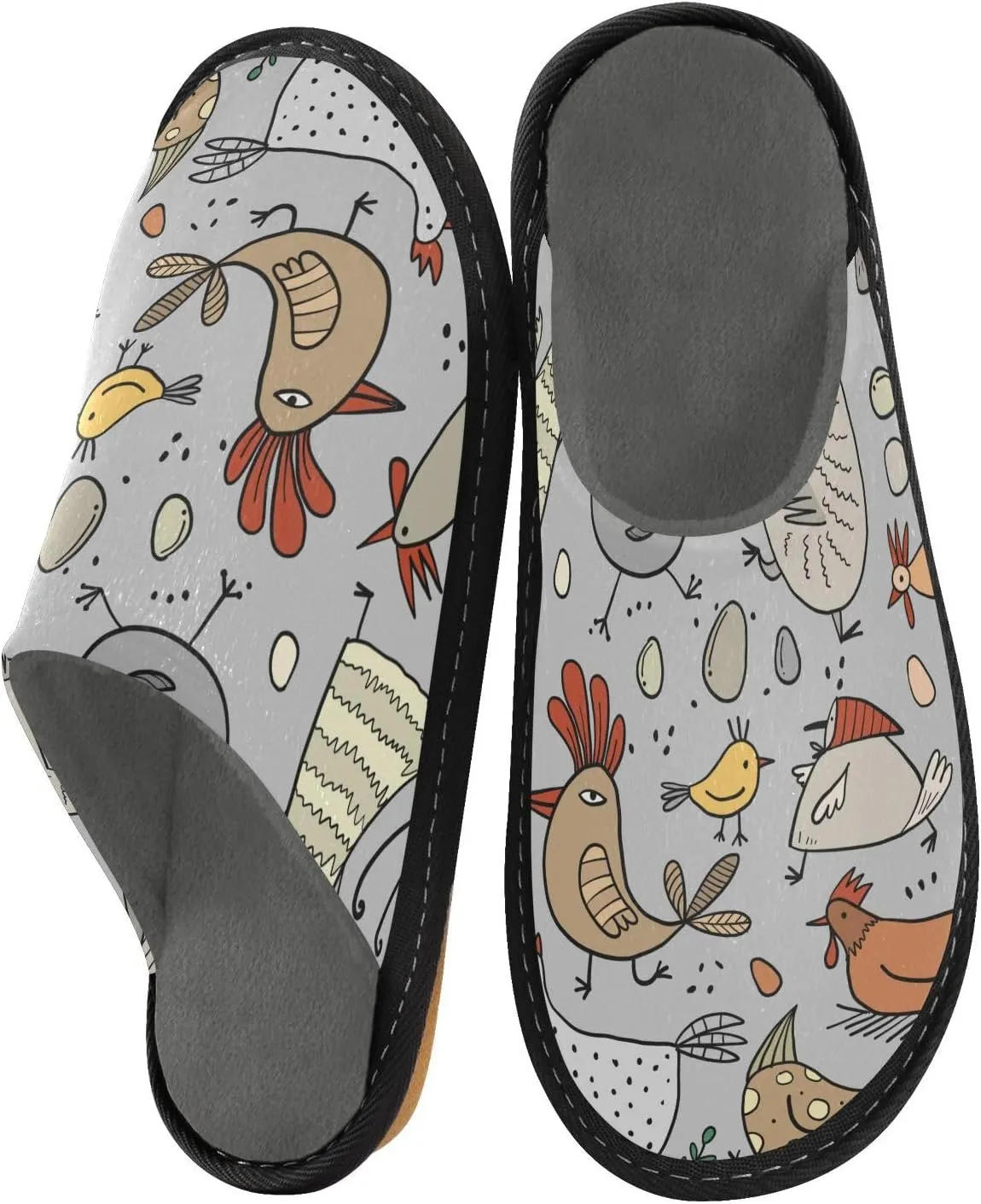 susiyo Funny Farm Birds Chicken Rooster Warm House Slippers Unisex Memory Foam Slippers for Indoor Outdoor