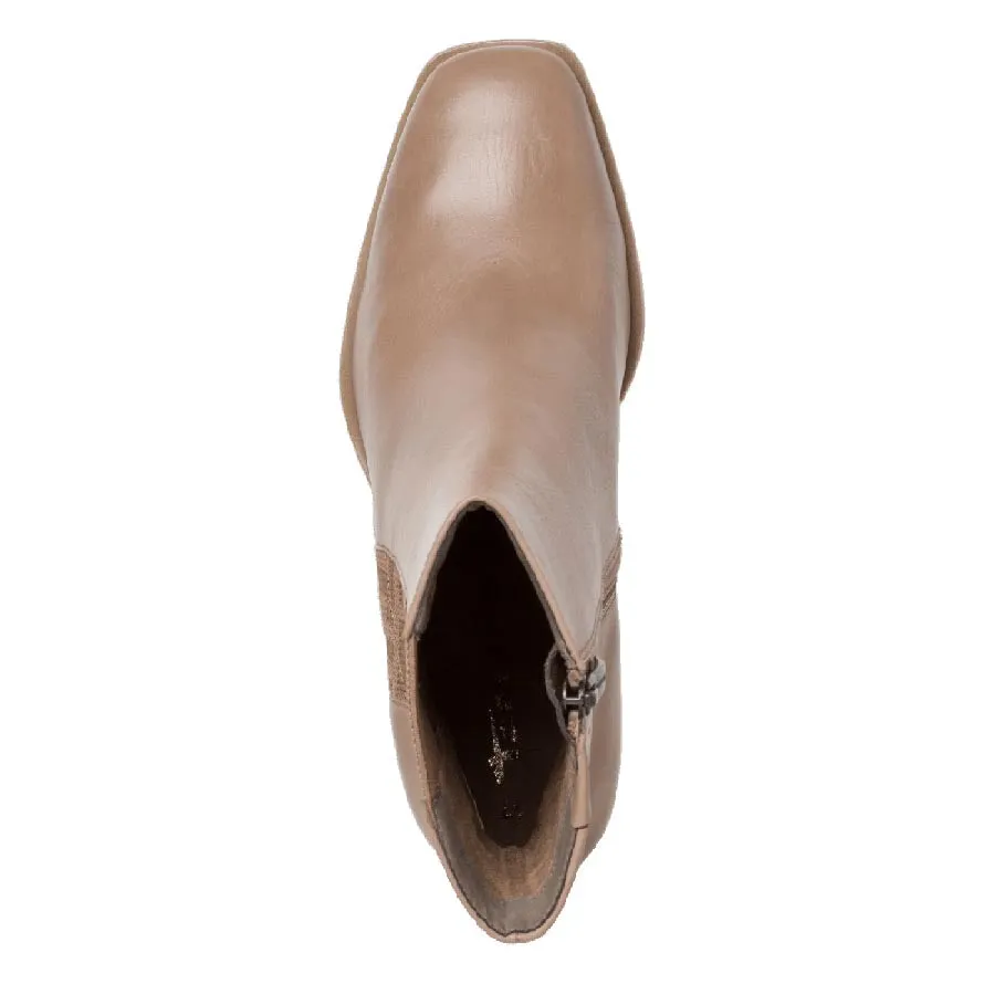 Tamaris Classic High Heel Boot Logo Taupe