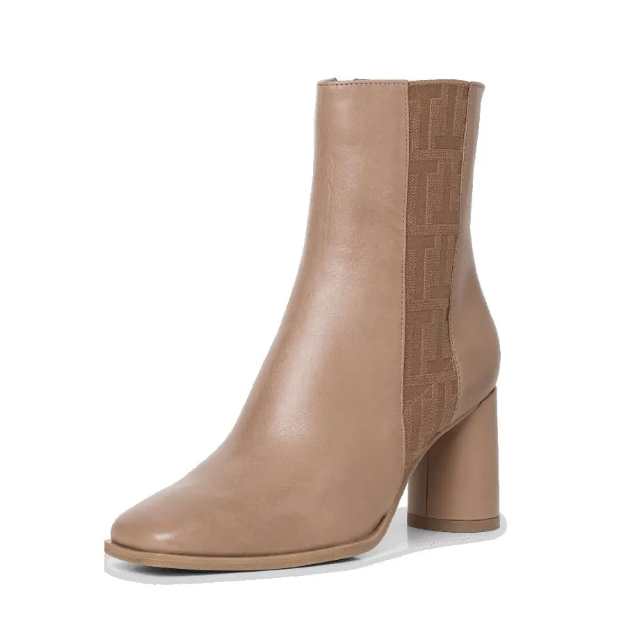 Tamaris Classic High Heel Boot Logo Taupe