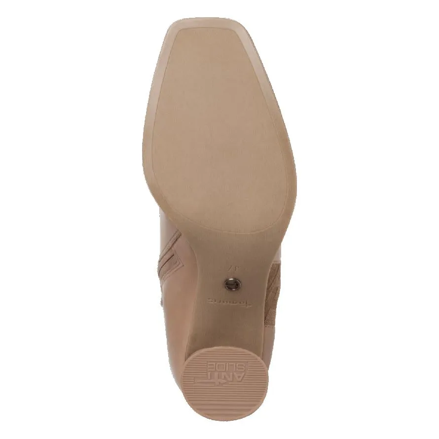 Tamaris Classic High Heel Boot Logo Taupe