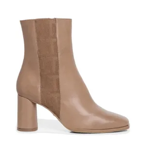 Tamaris Classic High Heel Boot Logo Taupe