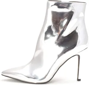 Thalia Sodi Womens Rylie Pointed Toe Ankle Fashion Boots, Silver, Size 6.5