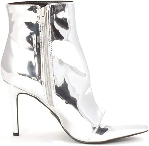 Thalia Sodi Womens Rylie Pointed Toe Ankle Fashion Boots, Silver, Size 6.5