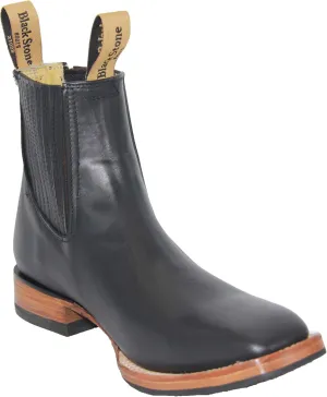 The Western Shops Men’s Short Ankle Square Toe Genuine Leather Cowboy Boot
