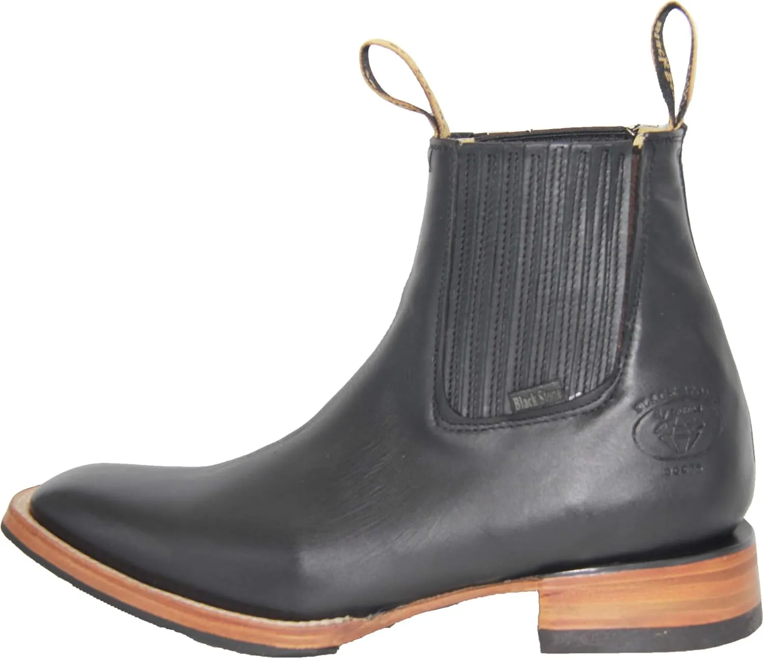 The Western Shops Men’s Short Ankle Square Toe Genuine Leather Cowboy Boot