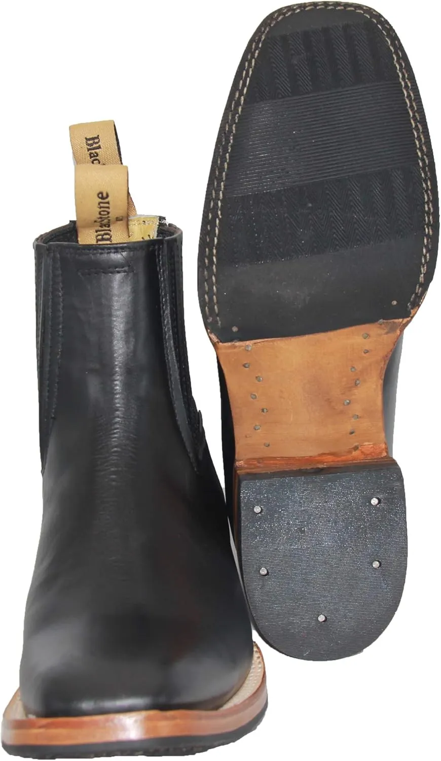 The Western Shops Men’s Short Ankle Square Toe Genuine Leather Cowboy Boot