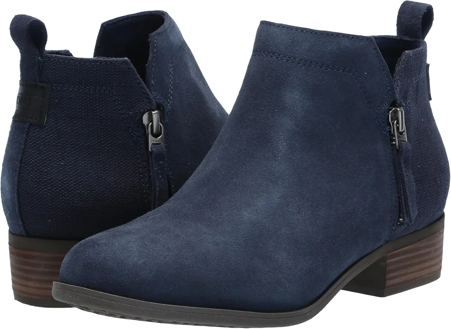 TOMS Women's Dahlia Ankle Boots, Low Heel – Dual Side Zipper Booties for Women