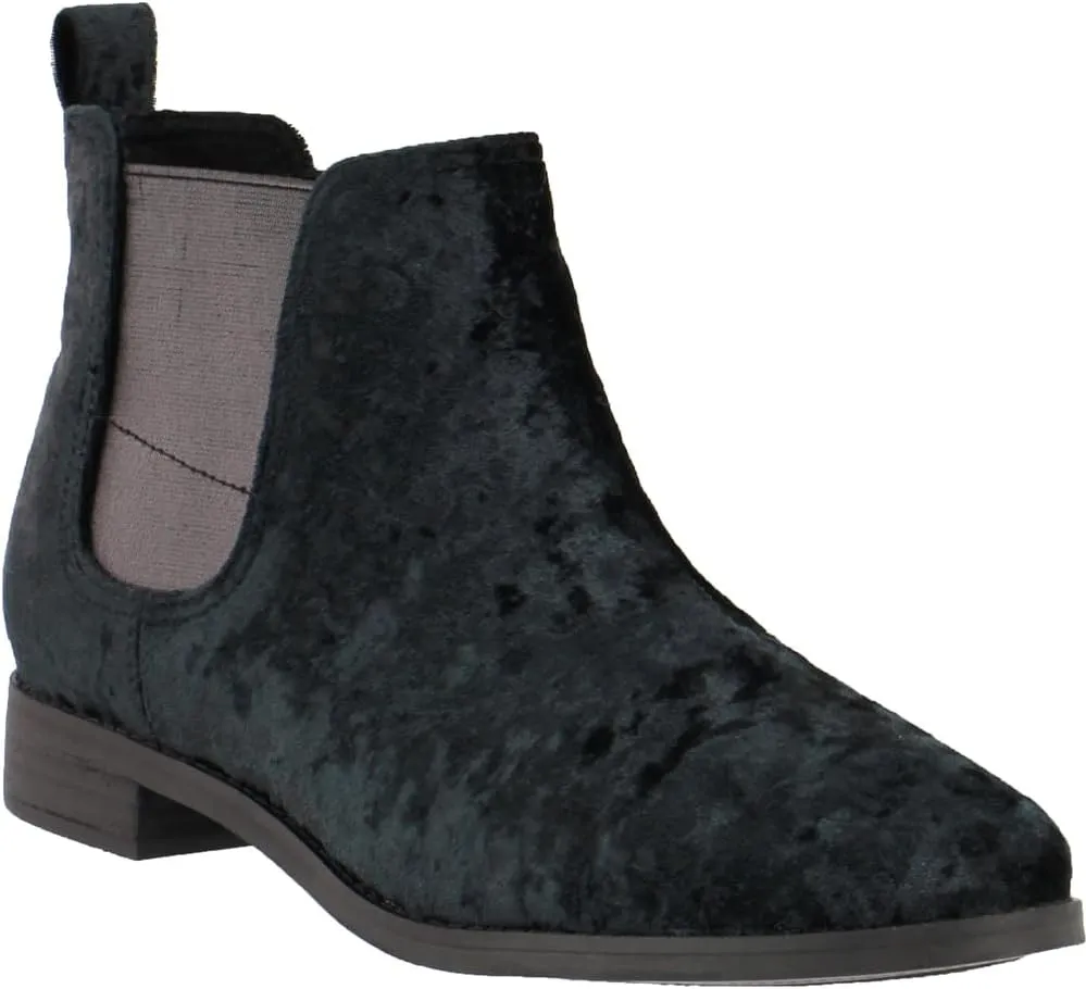 TOMS Womens Ella Chelsea Casual Boots Ankle Low Heel 1-2" - Brown, Silver